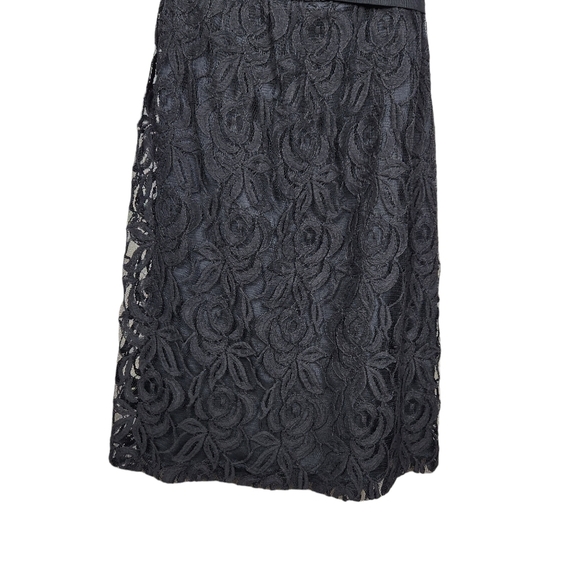 Vintage Dessy Collection Vivian Diamond Black Dress Floral Lace Women's Size 6 2 - Picture 6 of 12